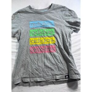 Adidas Girls 2pc Lot Grey Graphic T-Shirt and Pink Logo Tank Top Size Small S